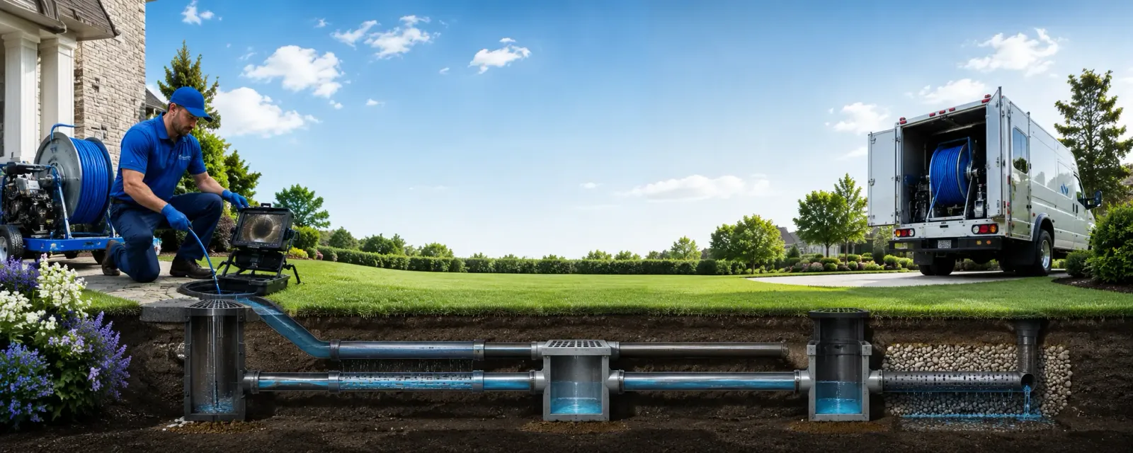 Outdoor drain cleaning information for New Sweden, ME